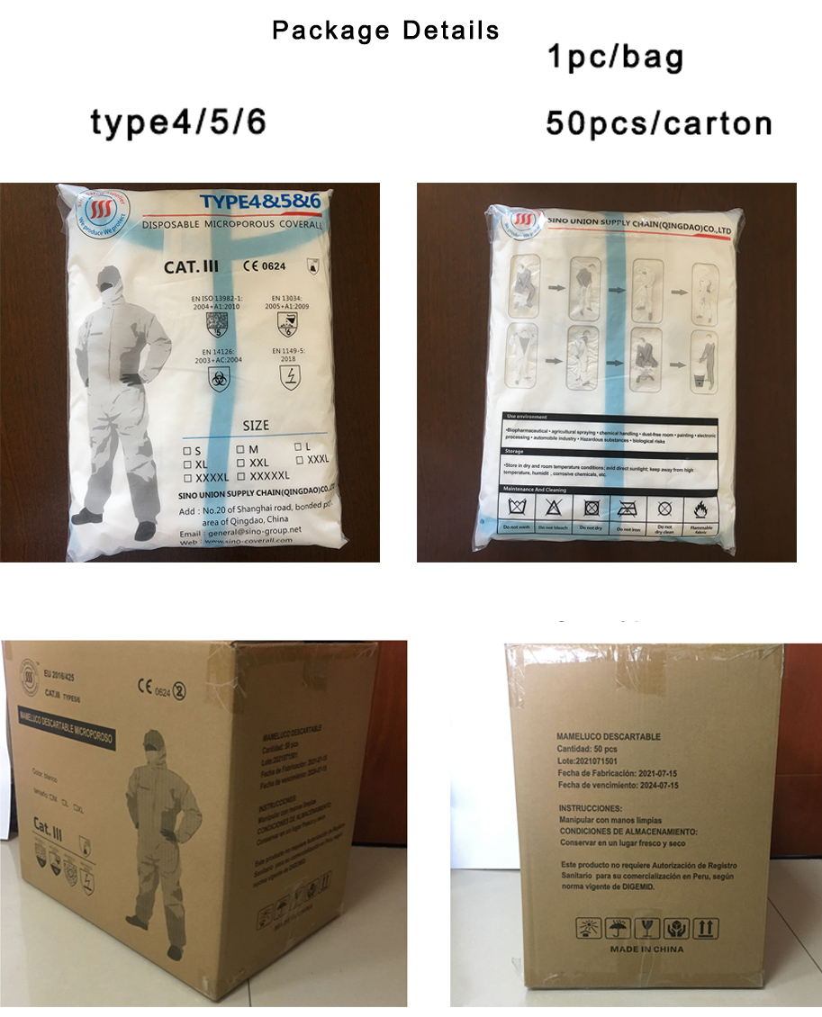 Disposable Sms Bounded Seam Type 5/6 Coverall Asbestos Breathable