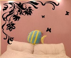 Quality Custom Large Modern Classic PVC Flower Vine Wall Sticker F008 wholesale