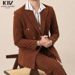 Weaving method woven Winter Thick Corduroy Italian Peaked Lapel Suit for Men's