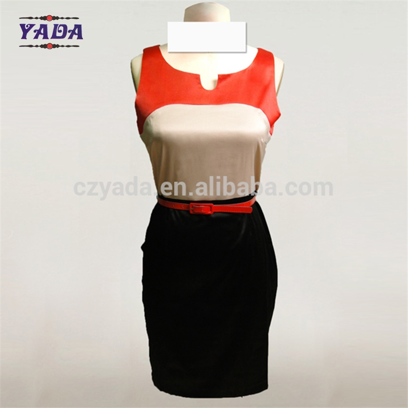 Ladies color stitching design fashion woman clothes casual 2017 sexy ladies one piece dress for sale