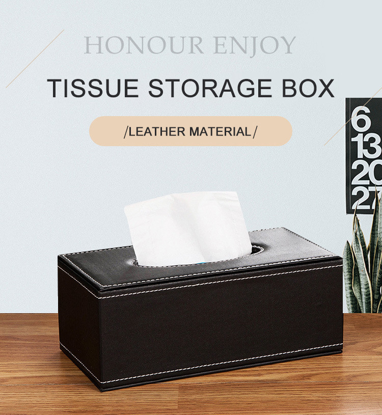 PU Leather Anti Moisture Rectangular Napkin Tissue Box Household Storage Organization