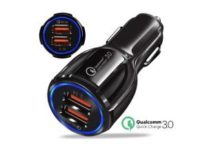 Quality White10cm 2 USB CE 18W Max QC 3.0 Car Charger wholesale