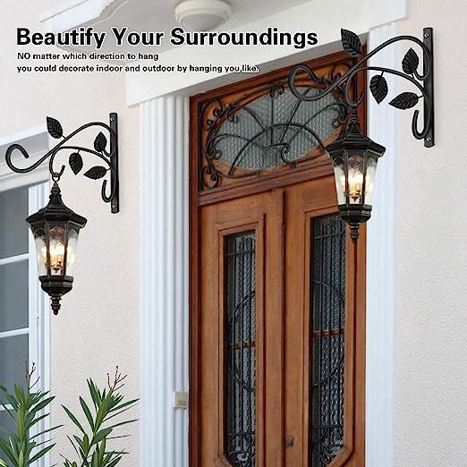 Rust-Resistant Plant Hanger Hook 12 Inch Black Iron Wall Mount Bracket for Hanging Plants