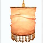 Collapsible Drum Navy Blue Velvet Lampshade With Clear Beads