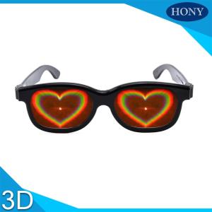 Quality ABS Frame Heart 3D Diffraction Glasses Black Frame for wedding party wholesale