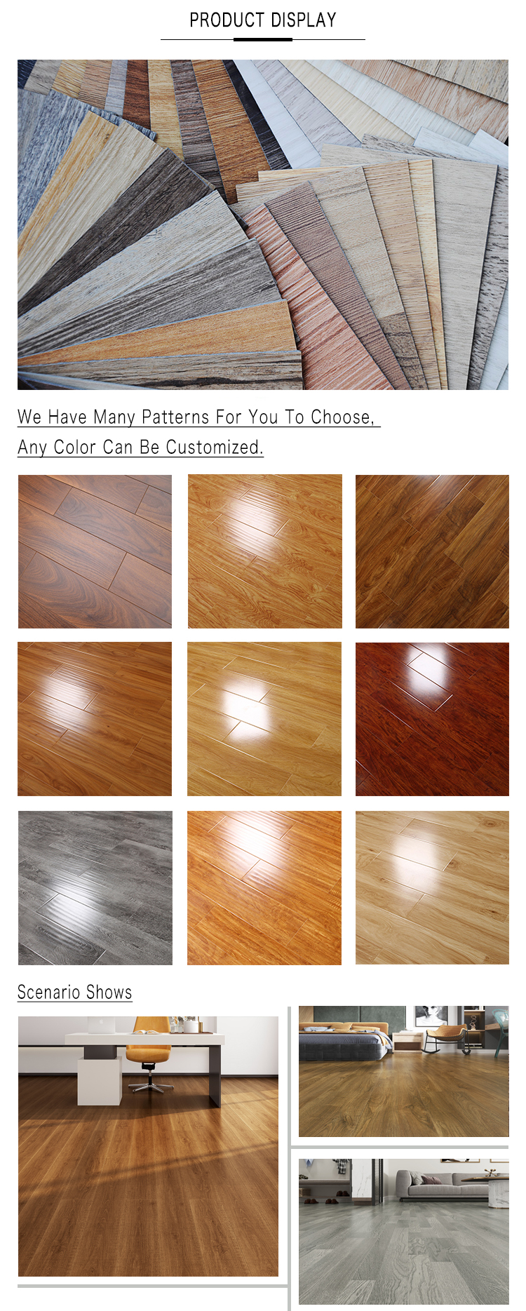 Multi Color 6mm To 8mm High Gloss Self Adhesive Herringbone Walnut Wood 5mm Timber Laminate Floor
