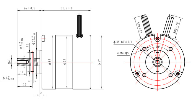 BLDC NEMA 23 Stepper Motor 51mm body 63W 6000rpm with CE ISO