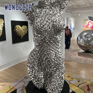 Quality Indoor collection of metal art decoration abstract bare female bust stainless steel sculpture wholesale