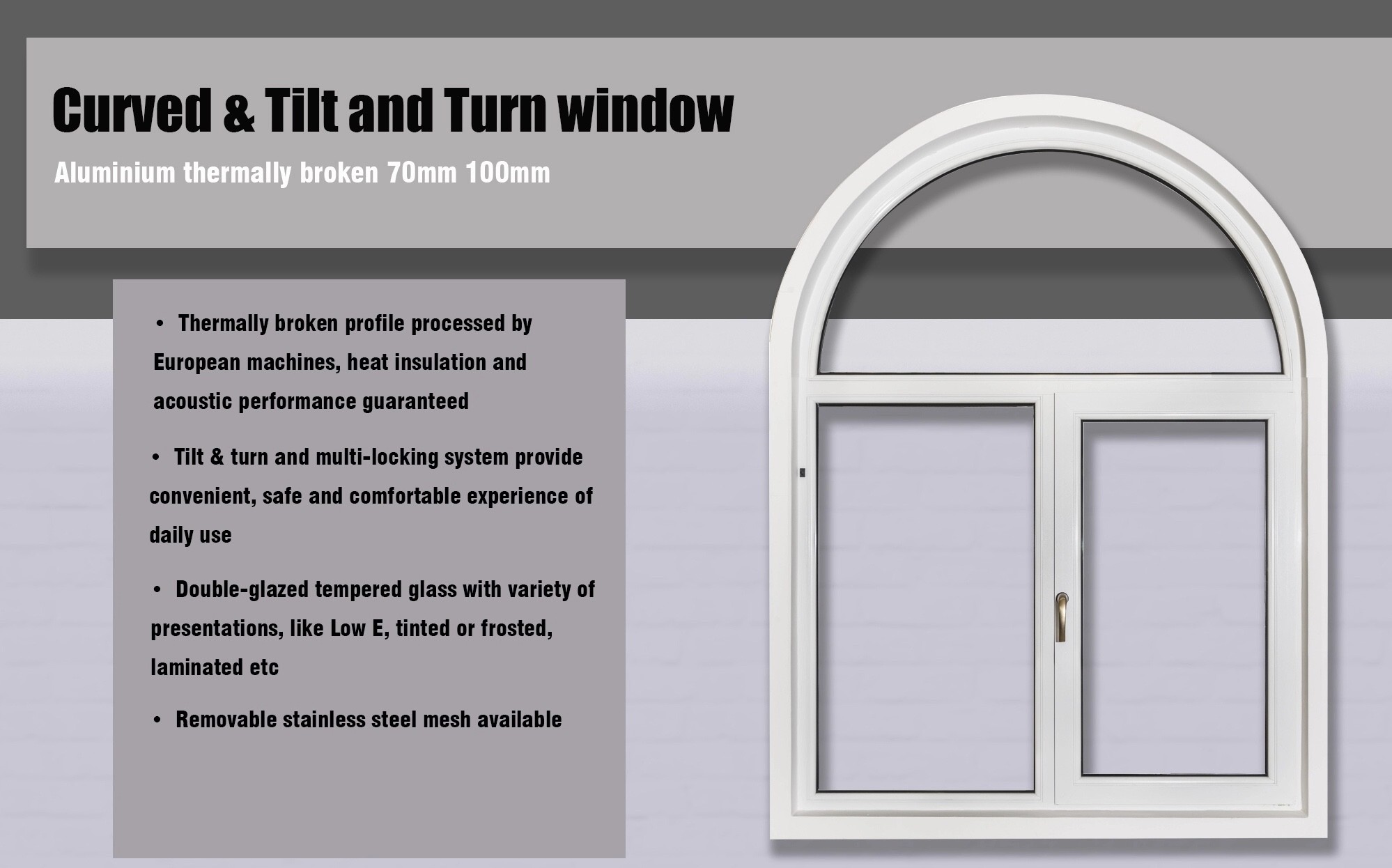 Tilt 1.3mm Cladding Aluminium Frame Casement Window