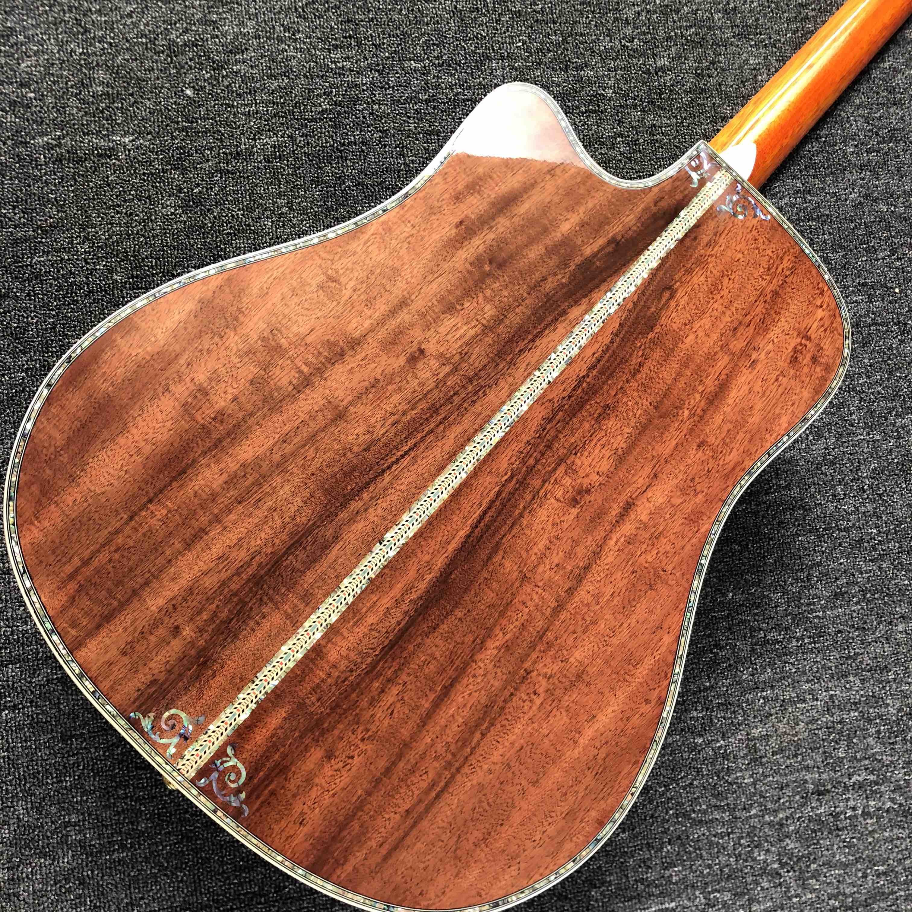 2020 New Handmade Cutaway Deluxe KOA Acoustic guitar solid koa wood with 100% all abalone inlay electric acoustic guitar