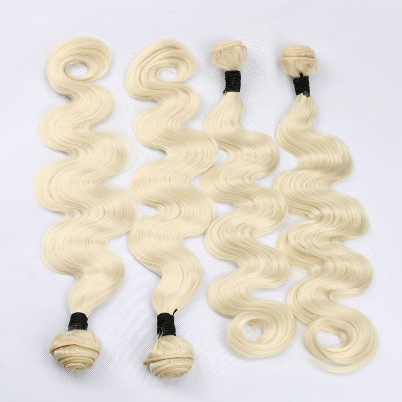 Brazilian virgin human hair White blonde 60 human hair extensions weave weft