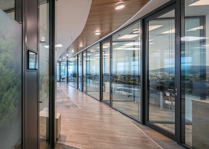 108 Series Framed Glass Partition Features High-transparency Tempered Glass Panels Within A Sleek Aluminum Frame