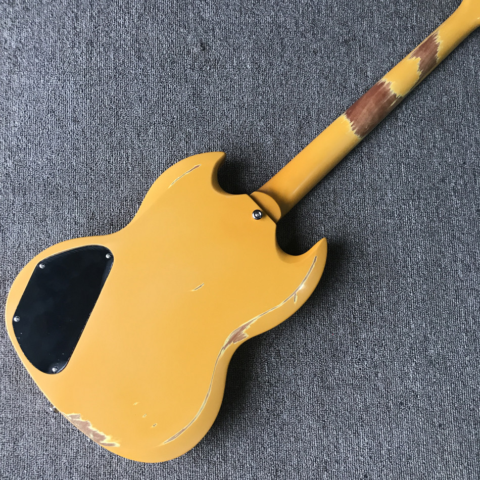 Custom relic SG electric guitar, A P90 pickup, ebony fingerboard relic electric guitar, free shipping