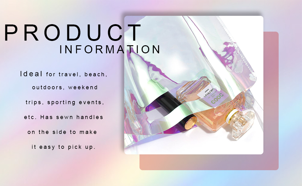 Holographic Clear Tote Bags PVC Transparent Large Rainbow