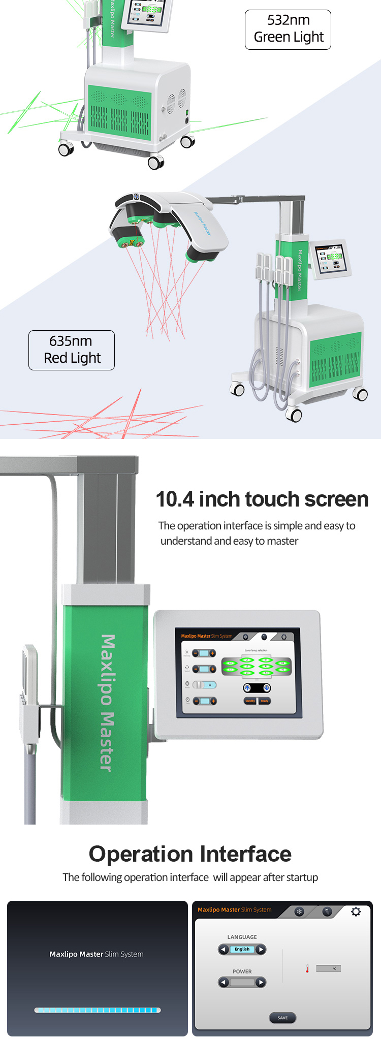 XM-227 Weight Loss Green Laser 10D Maxlipo Master Laser And EMS Cryo plate Beauty Machine
