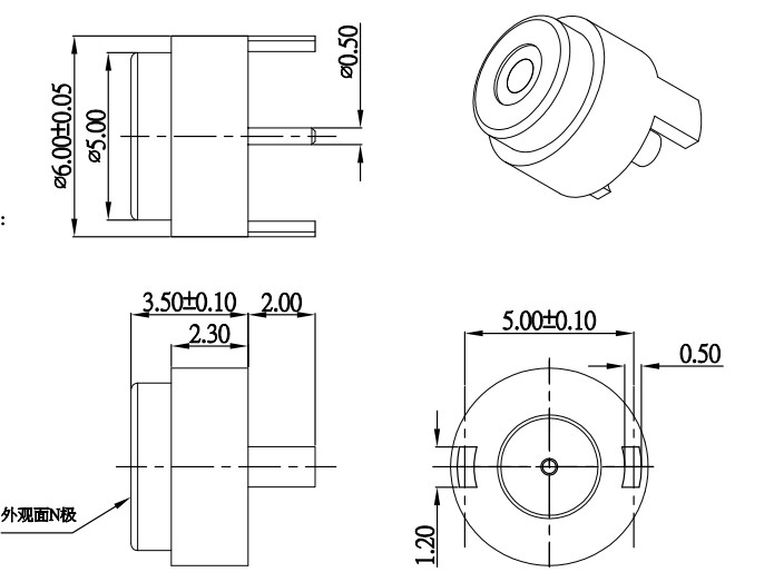 OD5.0mm Round Magnetic Connector DC 12V 1A Female Male Connector