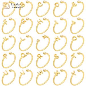 Quality Diamond Zircon Jewelry 14k Gold Plated Letter Ring Open Adjustable wholesale