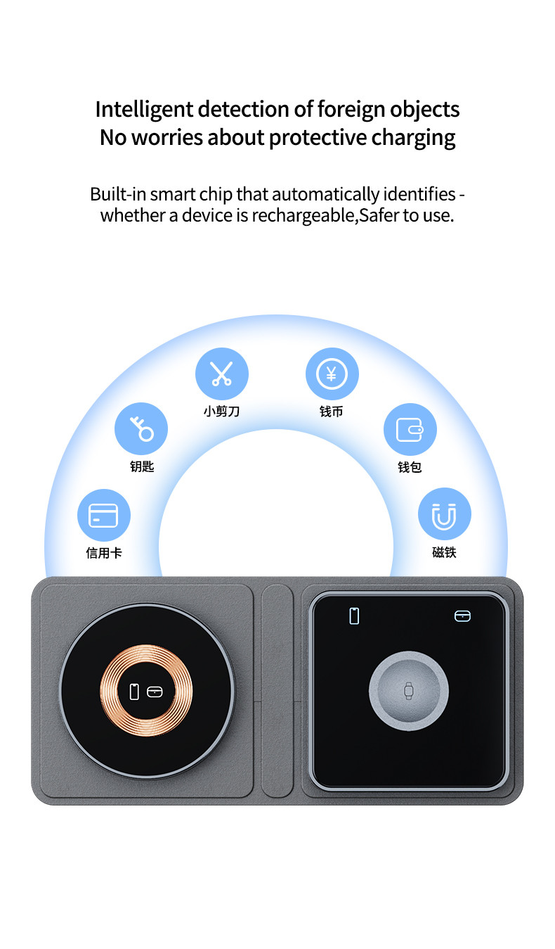 15W Foldable Wireless Charging Pad with Magnetic Charging Rated Output Power 20W