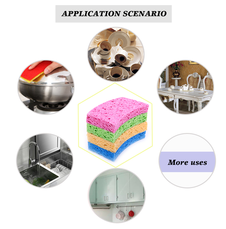 Anti Odor Cellulose Sponge Scourer Fast Drying Natural Vegetable Cellulose Sponges