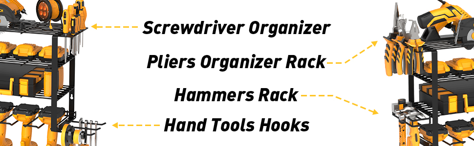Heavy Duty Floating Tool Shelf Organizer Wall Mounted Garage Storage Rack for Handheld Power Tools