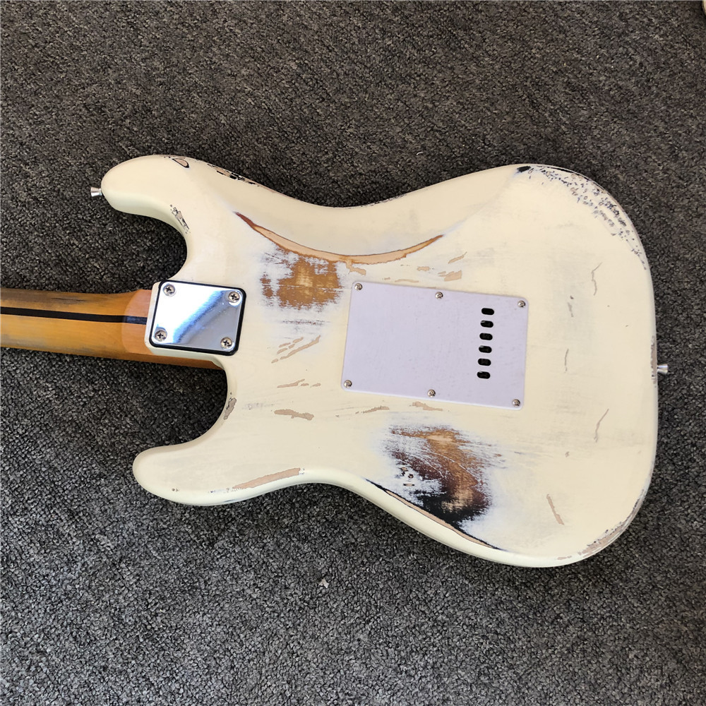 Custom handmade old SRV 100% handmade Milky white old polychromatic old electric guitar support drop shipping