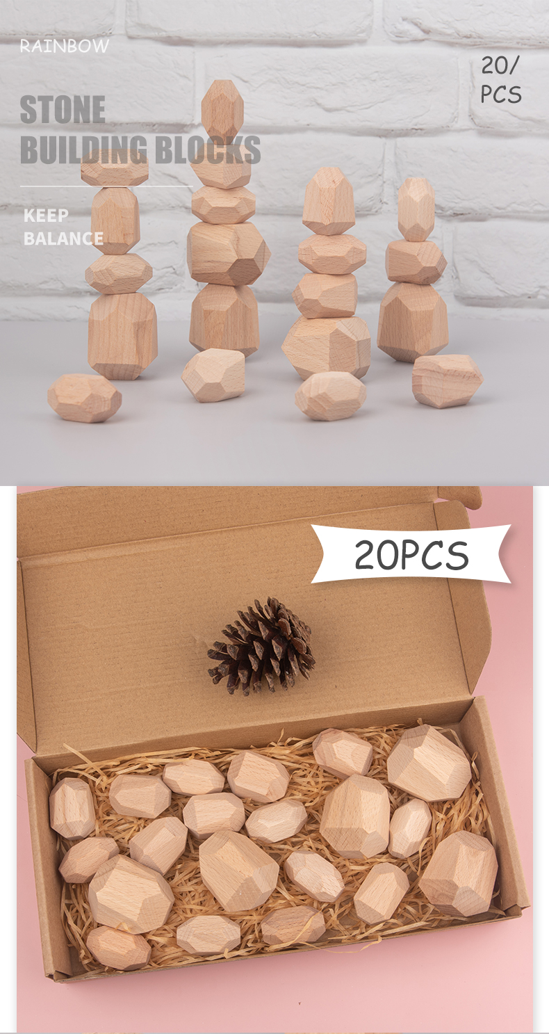 Jenga 14cm Rock Wooden Building Blocks Set Wooden Stacking Blocks Balancing Toy