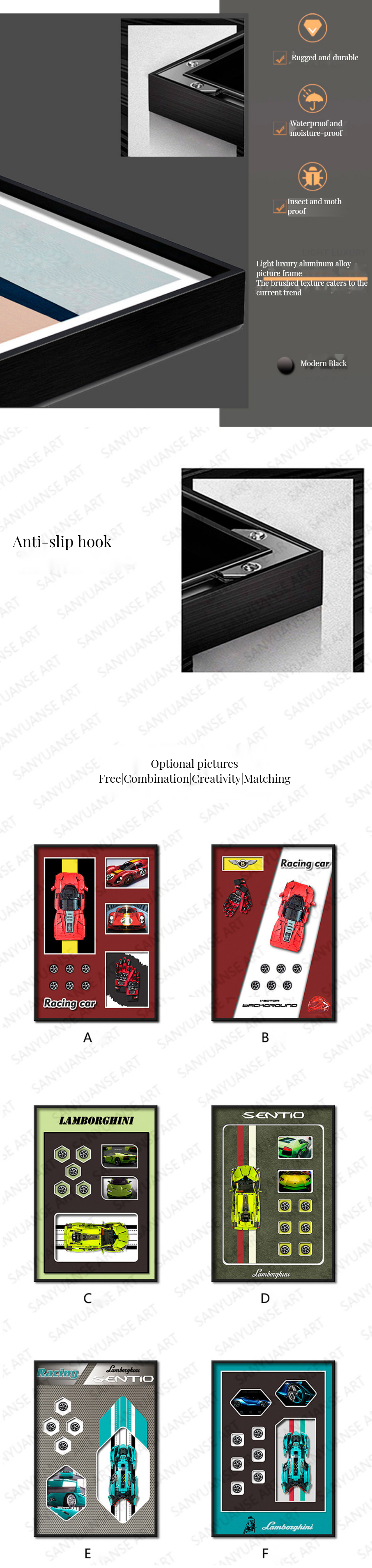 Easy Hanging Three-Dimensional Block Car Sofa Background Wall Painting for Art Lovers