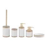 White Polyresin Bathroom Set Five-Piece Set With Hand Painted Wooden Rim