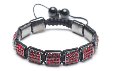Shamballa Bracelet, Crystal Pave Alloy Square Beads