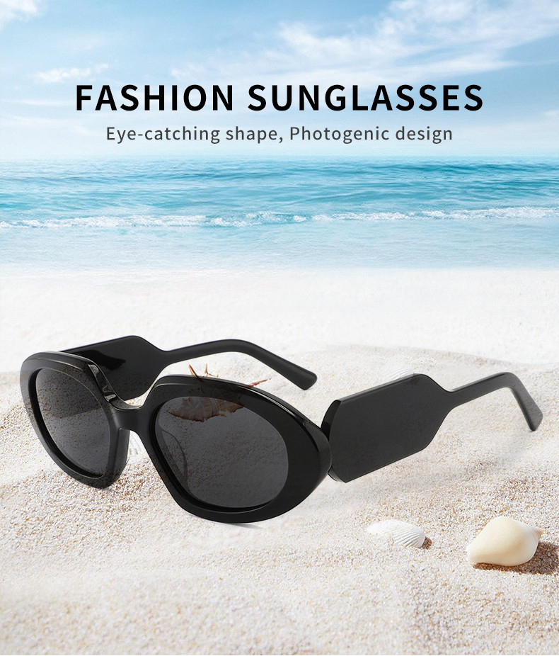 Black Goggles Sunglasses Women Men Retro Oval Acetate Sunglasses For Uv400 Protection
