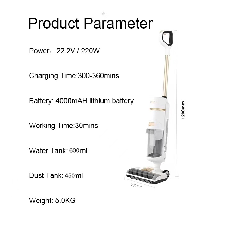 120*28*21.4cm Multifunctional Wireless Wet and Dry Vacuum Cleaner with 450ML Dust Water Tank