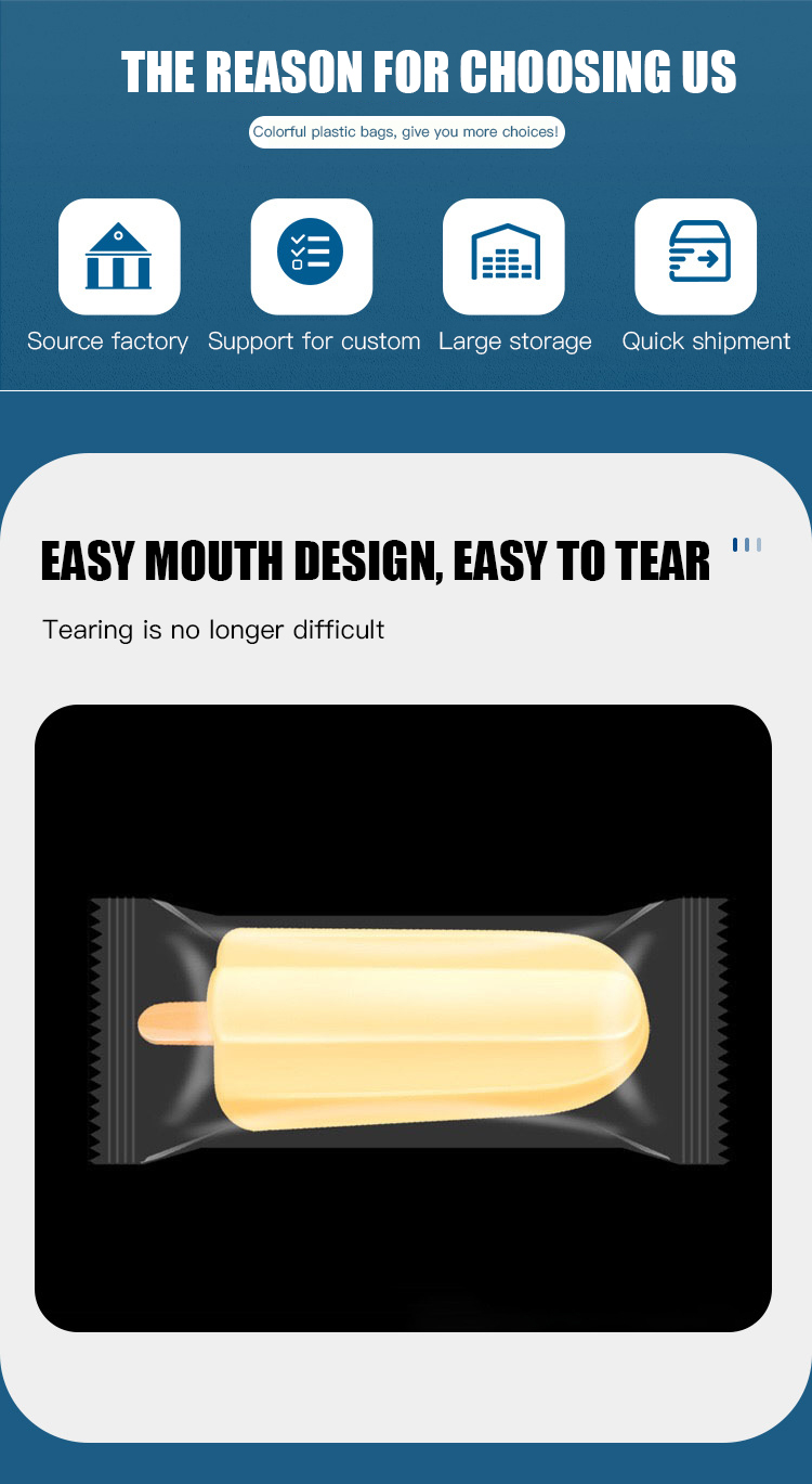 Transparent Popsicle Ice Cream Packaging with Customizable Color and LFGB Certificate