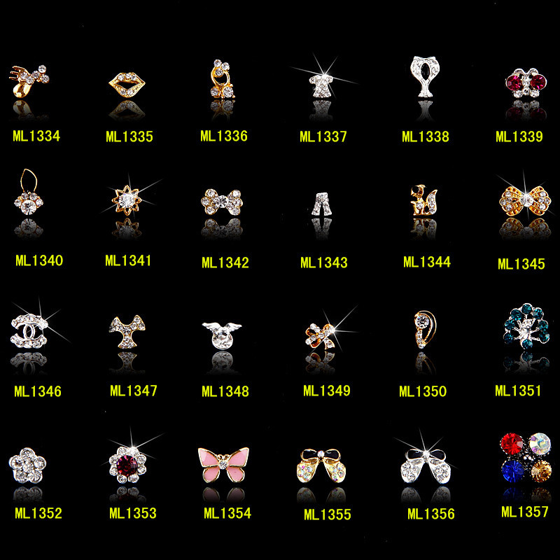 Hot NEW Wholesale Alloy Jewelry 3D Nail Art Jewelry Nail rhinestones Sticker Supplier Number ML1334-1357