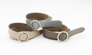 Quality Zinc Alloy Round Buckle Belt , Women'S Leather Waist Belt 1.8cm Width wholesale
