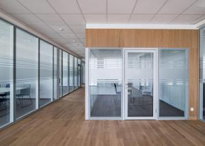 Quality 108mm Framed 5+5mm Double Glass Partition Wall Pre-assemble Easy Install Heightening Solid Panel + Glass wholesale