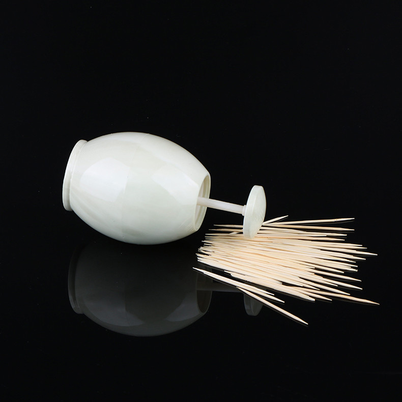 H10cm Marbling Color Automatic Egg Plastic Toothpick Holder Case