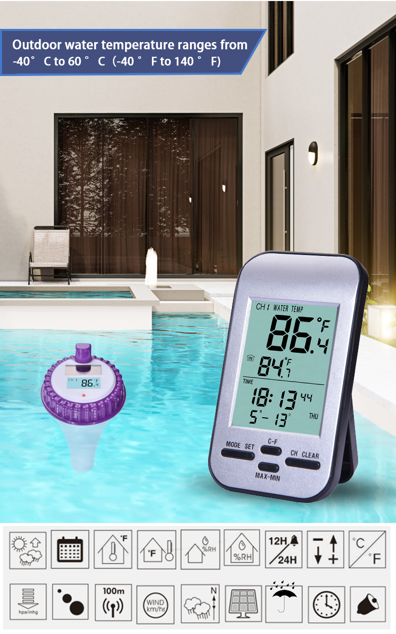 Wireless Solar Floating Water Thermometer For Elderly And Children Supply Voltage