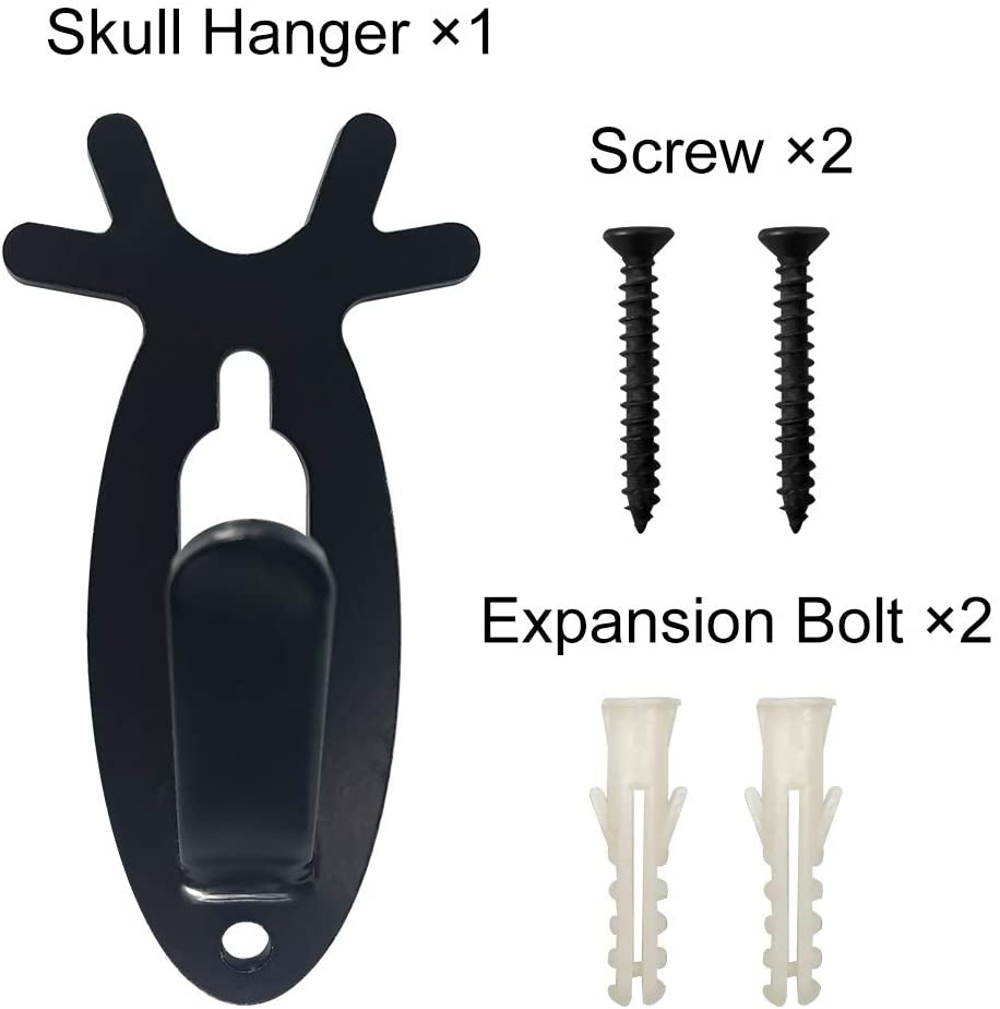 European Mount Deer Skull Large Hooks Wall Mounting Bracket Kit Black Fabric Type