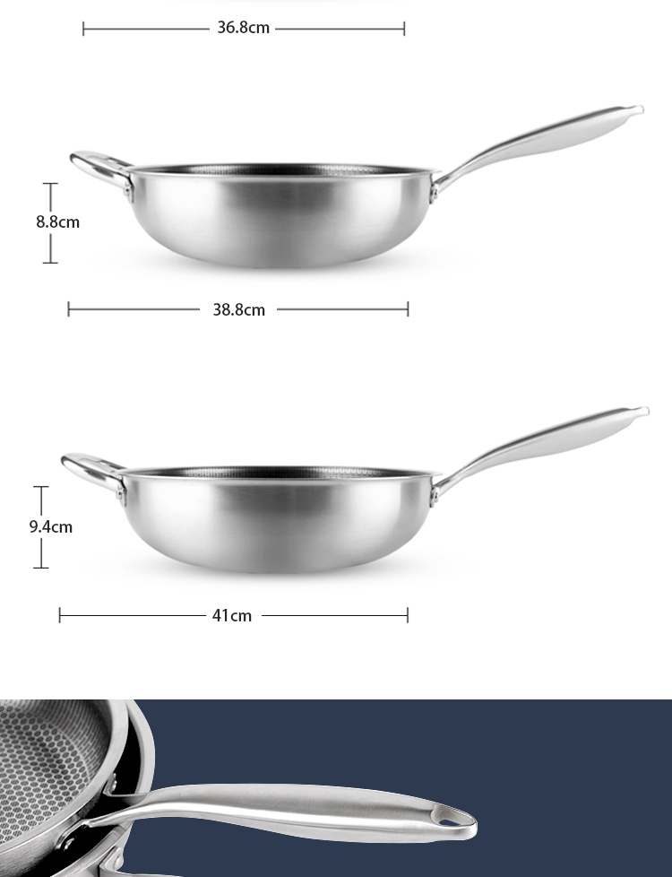 Honeycomb Nonstick Fry Pan Stainless Steel For Home Kitchen