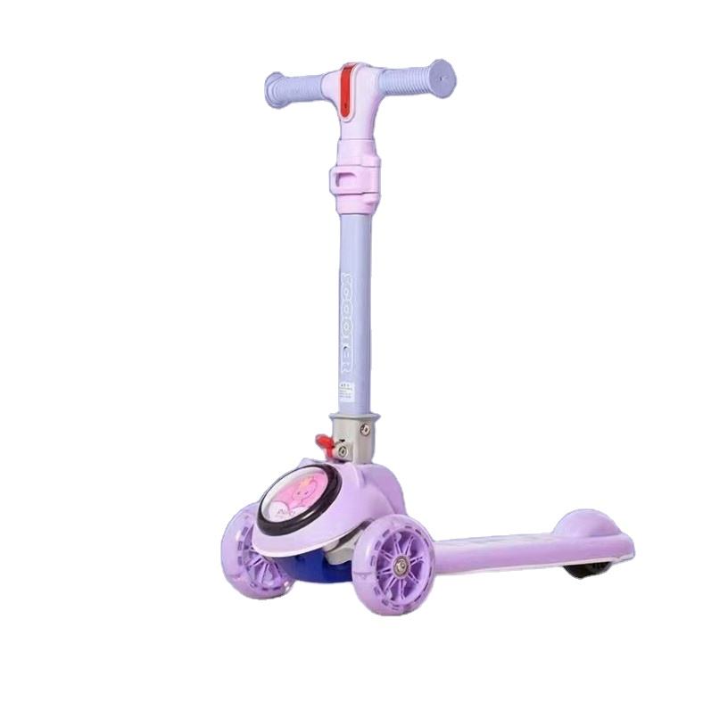 Kids 3 Wheel Ride On Scooter with Music Lighting and Folding Design G.W. N.W 22.8KG/20.8KG
