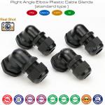 90 Degree Right Angle NPT Cable Glands, 90° Elbow Plastic Cable Glands IP68