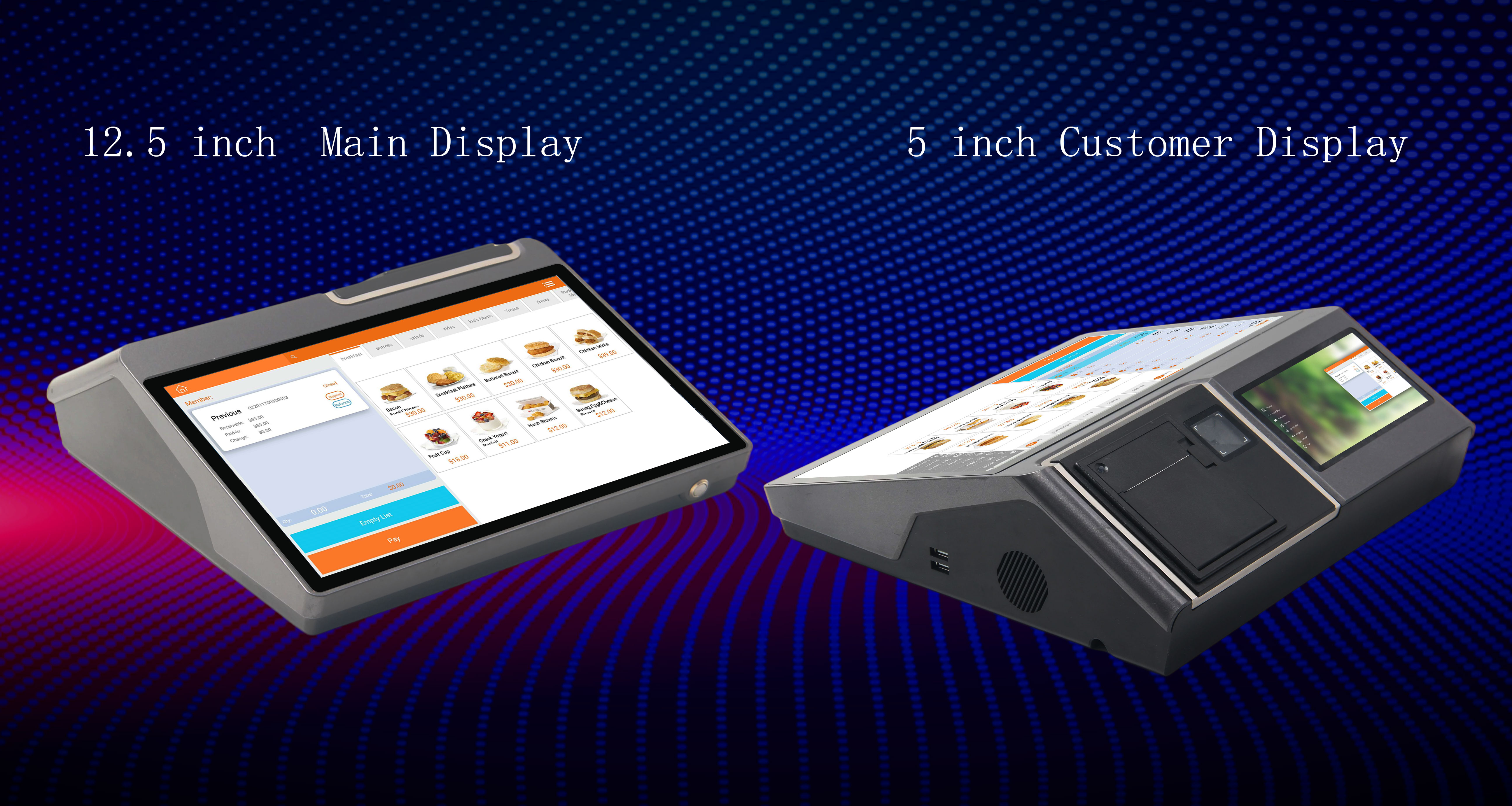 11.6 inch Android POS with Built-in Thermal Printer and 720P Full HD Customer Display