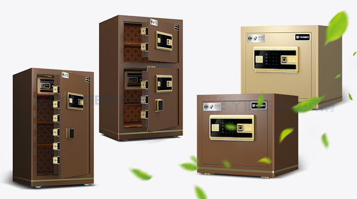 Coffee Solid Steel Office Safe Box Dual Alarm Fingerprint Safe Box YB/N7-35