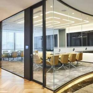 Quality Aluminum Frame Office Partition Walls Black Thickness 100mm Glass Office Walls wholesale