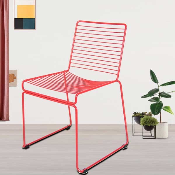 White Black Metal Wire Dining Chairs Set Of 4 Cafe Restaurant 51x53.5x78cm