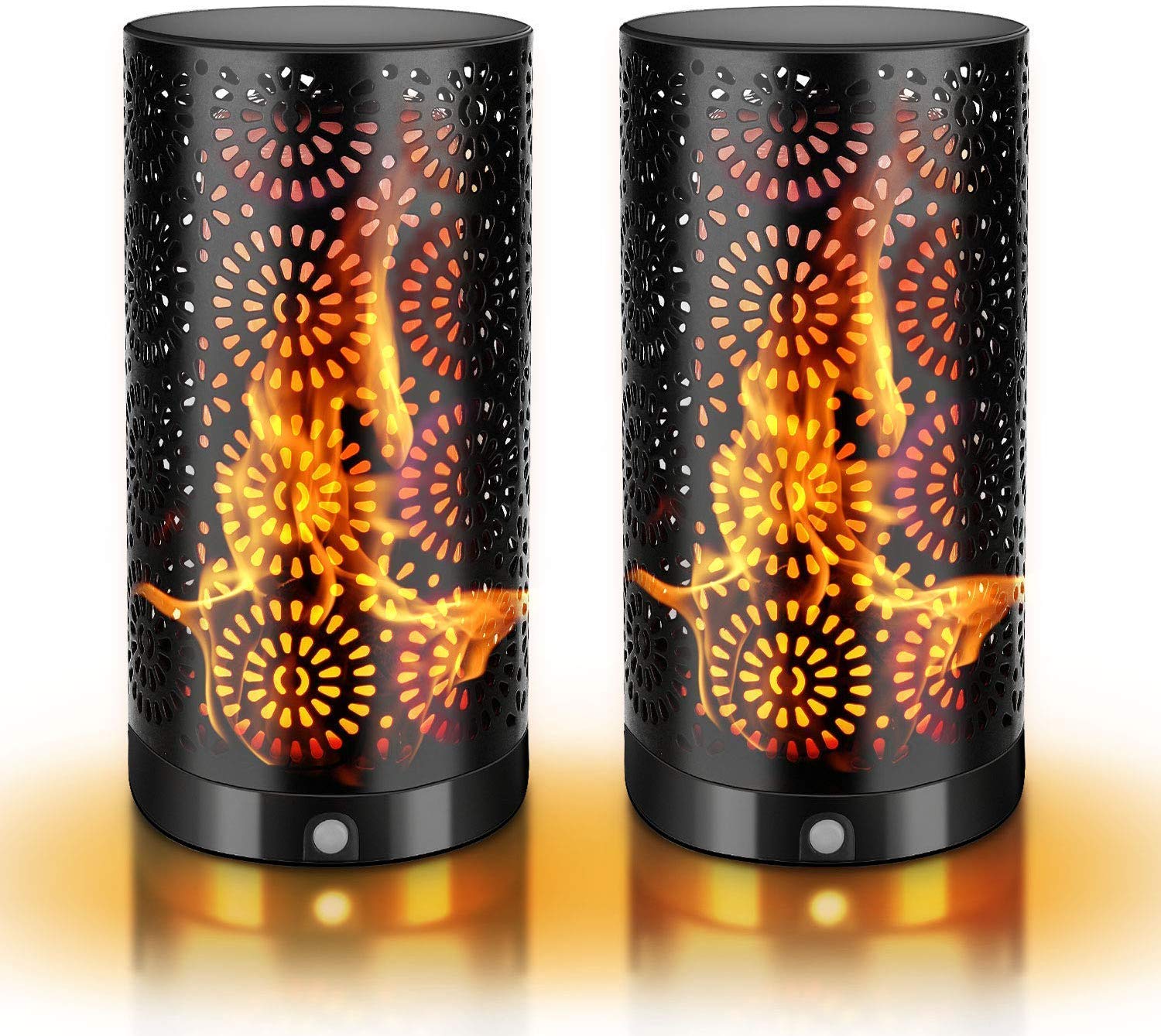 Outdoor 2Pcs 72mm×H140mm Led Flickering Flame Lantern USB Rechargeable