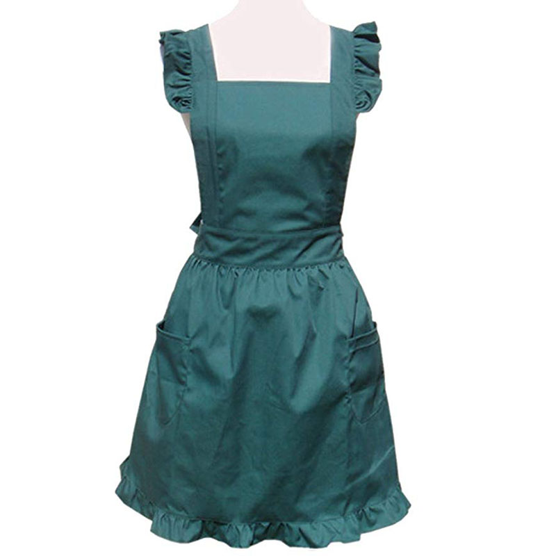 Fashionable Vintage Womens Cooking Apron Bib 72*75cm Green Color Crossback