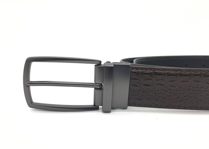 BRACHI 3.5CM Mens Leather Dress Belt With Alloy Pin Buckle