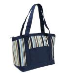 Multifunctional Canvas Cooler Tote Bag Light Blue Convenient Outside Pocket
