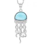 925 Sterling Larimar Silver Jewelry Gifts Fishhook Boat Anchor Charm Pendant
